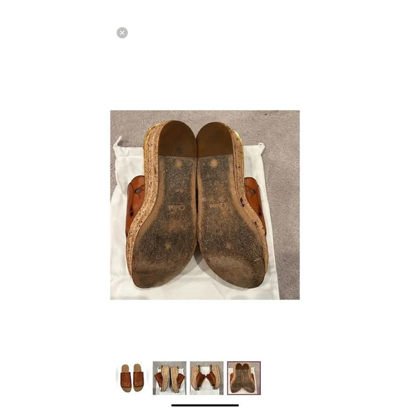 Chloe Women's Brown Wedge Sandals Size 11 Laser-Cut Cork Platform - Picture 5 of 7